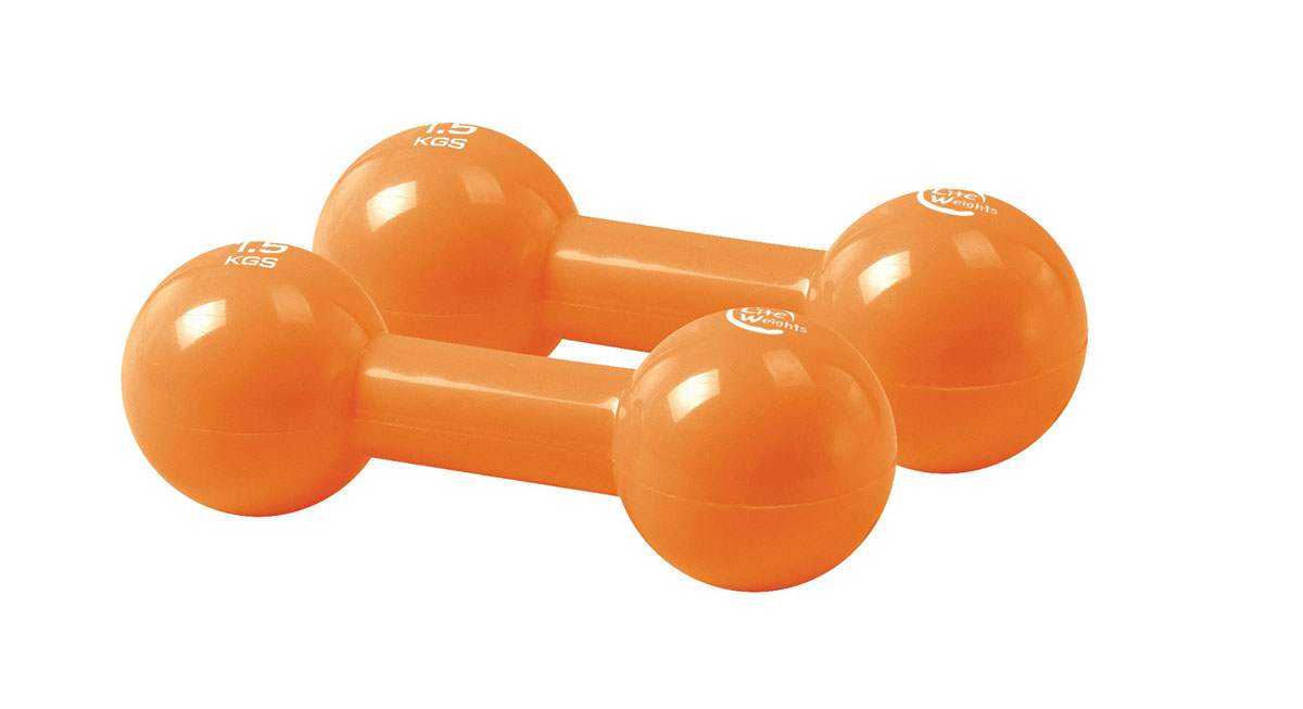 фото Гантель виниловая Lite Weights, цвет: оранжевый, 2x1,5 кг