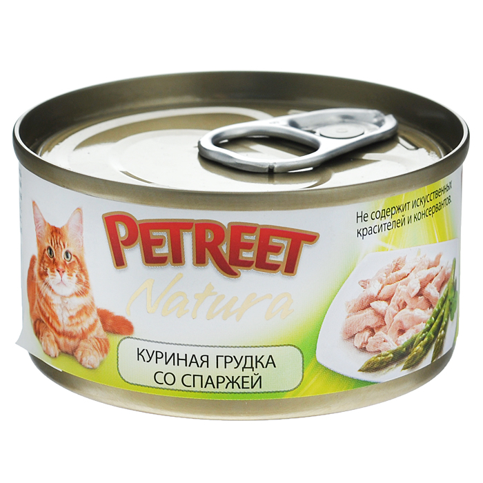 фото Консервы для кошек Petreet "Natura", с куриной грудкой и спаржей, 70 г