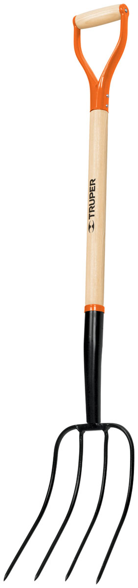 Вилы садовые Truper, деревянная ручка, 4 зуба, 119 см —  в .