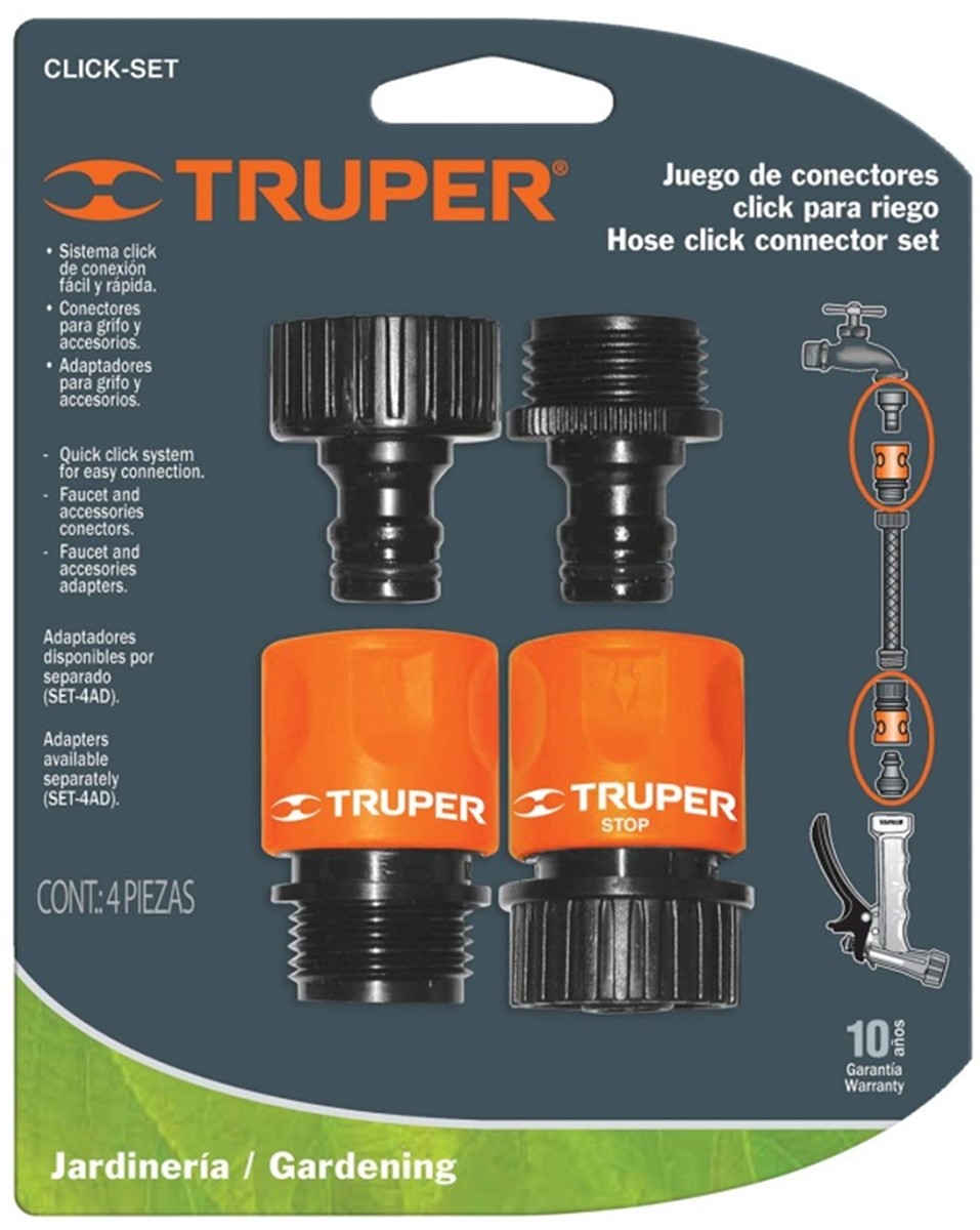 фото Коннекторы для шланга Truper, быстрозащелкивающиеся, 3/4", 2 шт