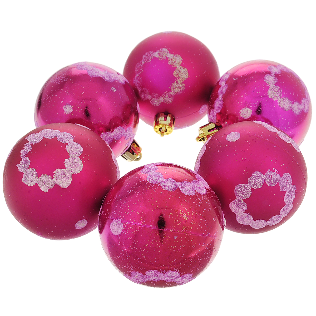 фото Набор новогодних подвесных украшений "Шар", цвет: малиновый, диаметр 6 см, 6 шт. 35541 Феникс-презент