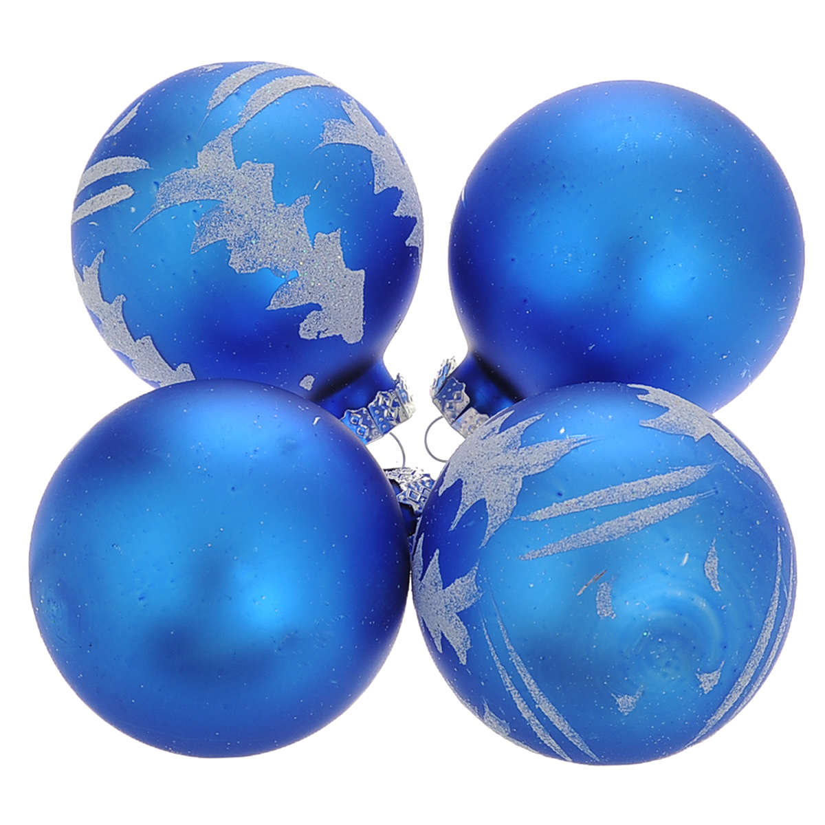 фото Набор новогодних подвесных украшений "Шар", цвет: серебристый, синий, диаметр 6 см, 4 шт. 34482 Феникс-презент