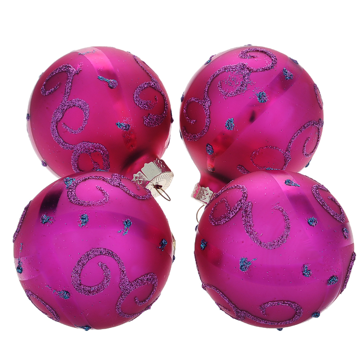 фото Набор новогодних подвесных украшений "Шар", цвет: малиновый, диаметр 6 см, 4 шт. 34494 Феникс-презент