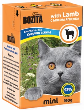фото Консервы для кошек "Bozita mini", мясные кусочки в желе, с мясом ягненка, 190 г