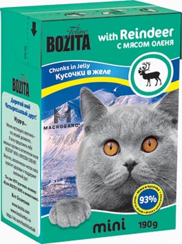 фото Консервы для кошек "Bozita mini", мясные кусочки в желе, с мясом оленя, 190 г