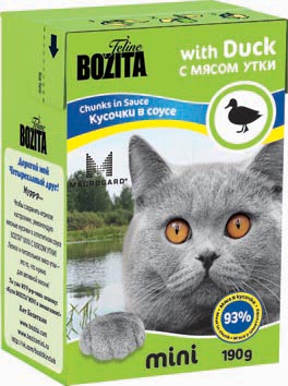 фото Консервы для кошек "Bozita mini", мясные кусочки в соусе, с мясом утки, 190 г