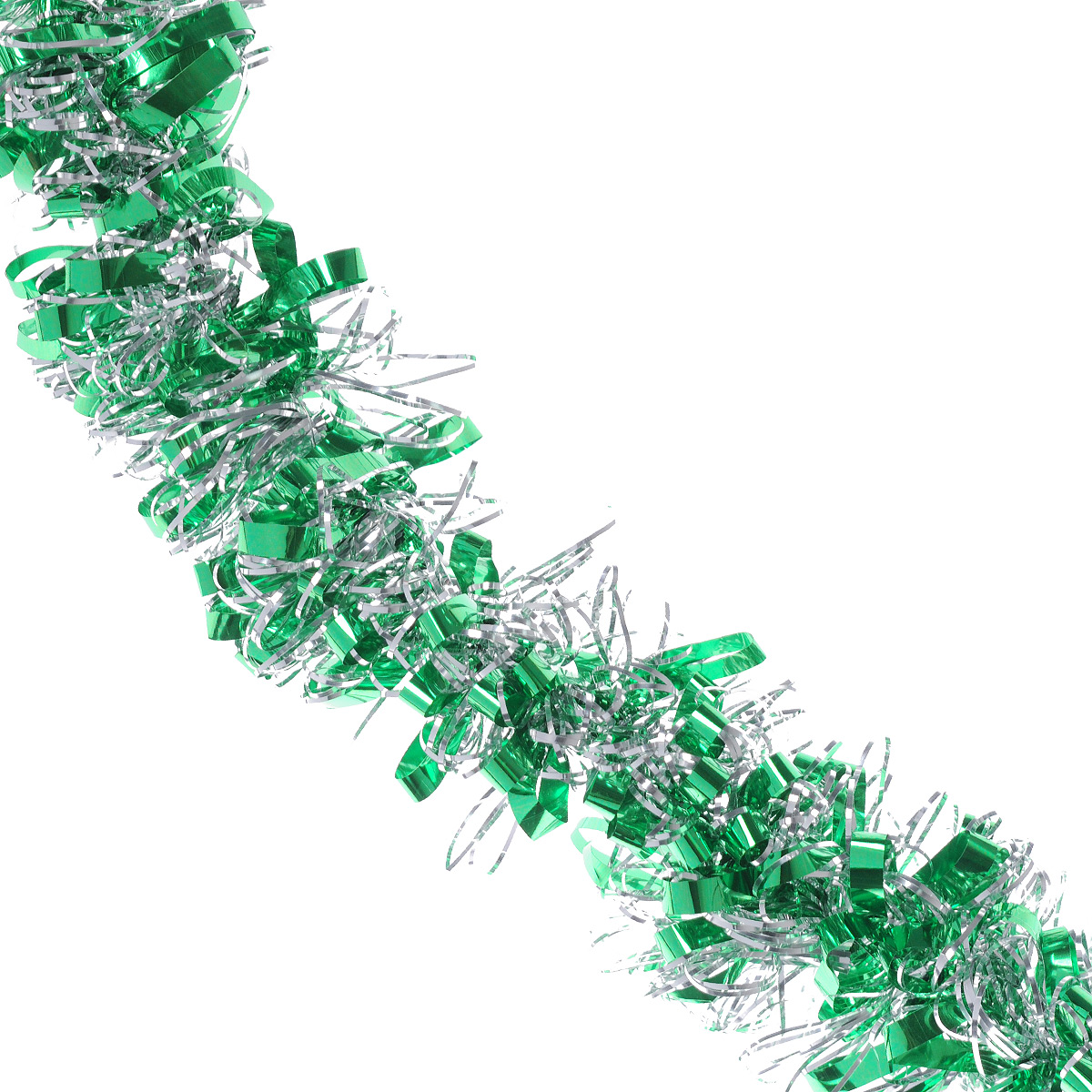 фото Мишура новогодняя "Sima-land", цвет: серебристый, зеленый, диаметр 8 см, длина 2 м. 702580