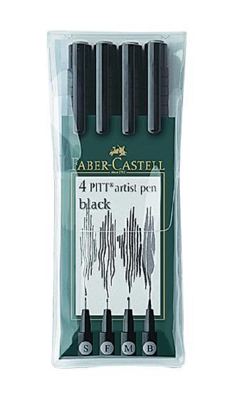 Капиллярные ручки PITT® ARTIST PEN, набор типов, черный, в футляре, 4 шт.