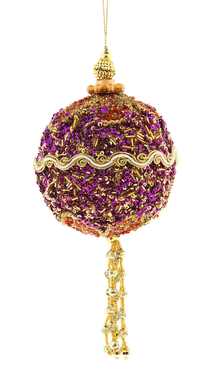 фото Новогоднее подвесное украшение Sima-land "Шар", цвет: фиолетовый, диаметр 9 см. 684424