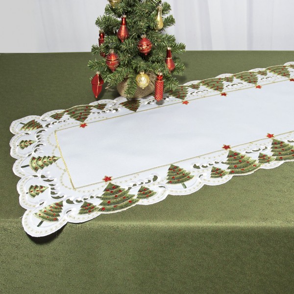фото Дорожка для декорирования стола "Schaefer", прямоугольная, цвет: белый, зеленый, 40 x 110 см 07494-233