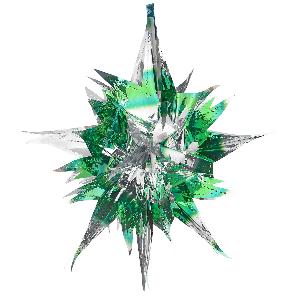 фото Новогоднее подвесное украшение "Звезда", цвет: серебристый, зеленый. 27009 Феникс-презент