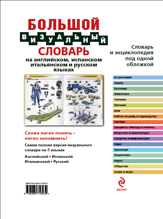 фото Большой визуальный словарь на английском, испанском, итальянском и русском языках