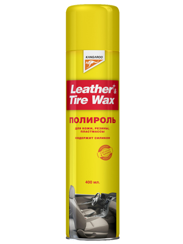 фото Полироль универсальный Kangaroo "Leather & Tire Wax Silicon", спрей, 400 мл