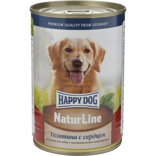 фото Консервы для собак Happy Dog "Natur", с телятиной и сердцем, кусочки в соусе, 400 г