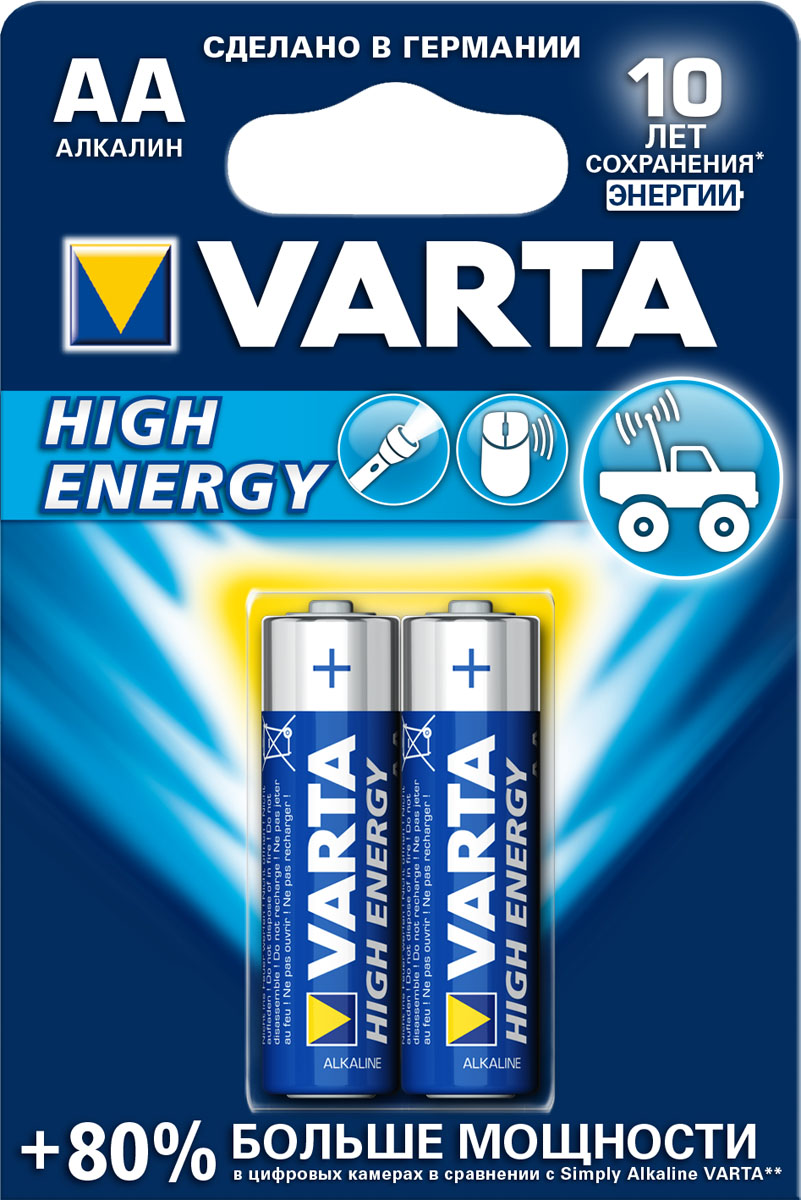 фото Батарейка Varta "High Energy", тип AA, 1,5В, 2 шт