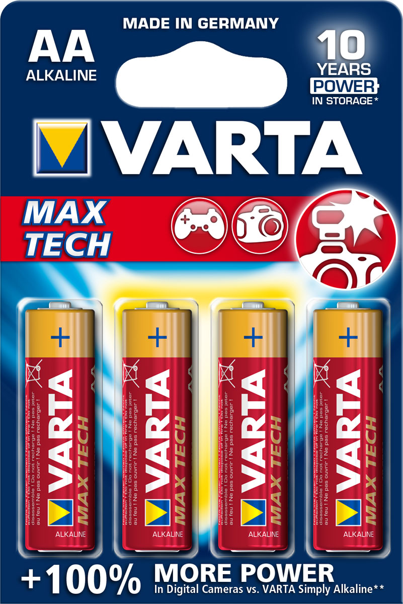 фото Батарейка Varta "Max Tech", тип AA, 1,5В, 4 шт