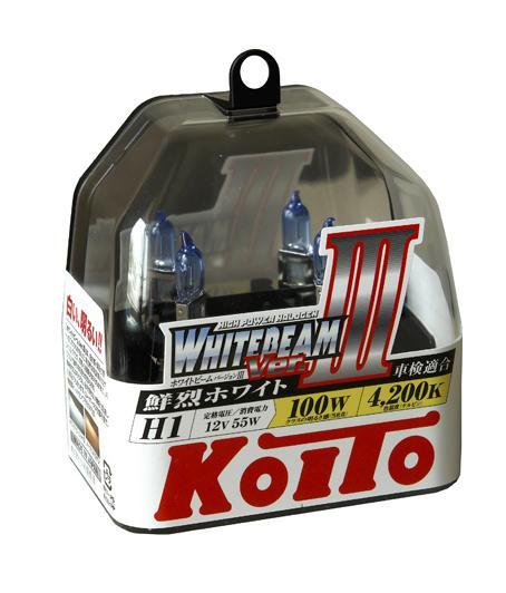 фото Комплект галогеновых ламп Koito Whitebeam H1, 12V, 55W, 4200 К, 2 шт