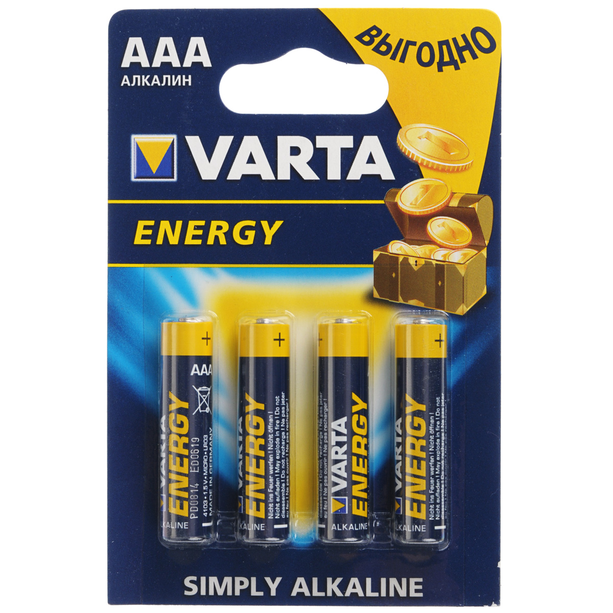фото Батарейка Varta "Energy", тип AAA, 1,5В, 4 шт
