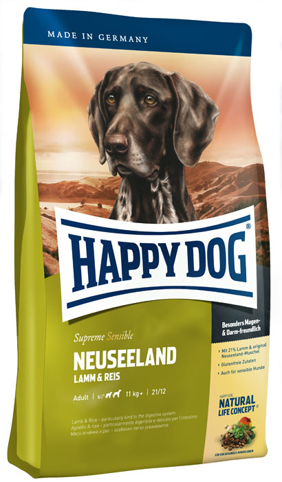 фото Корм сухой для собак Happy Dog "Neuseeland", с ягненком и рисом, 4 кг