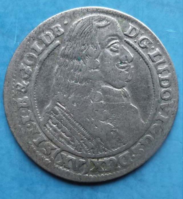 Монета 15 крейцеров, 1663 год. Силезия-Лигниц-Бриг (Польша-Германия), Людвиг IV Монета 15 крейцеров, 1663 год. Силезия-Лигниц-Бриг (Польша-Германия), Людвиг IV