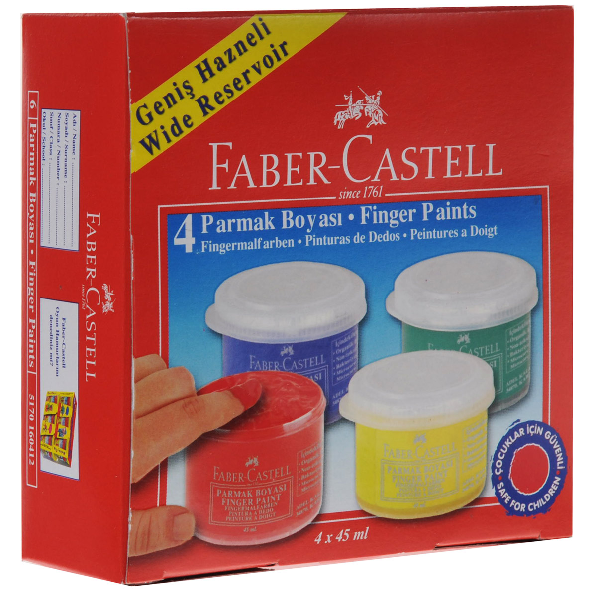 фото Краски пальчиковые "Faber-Castell", 4 цвета