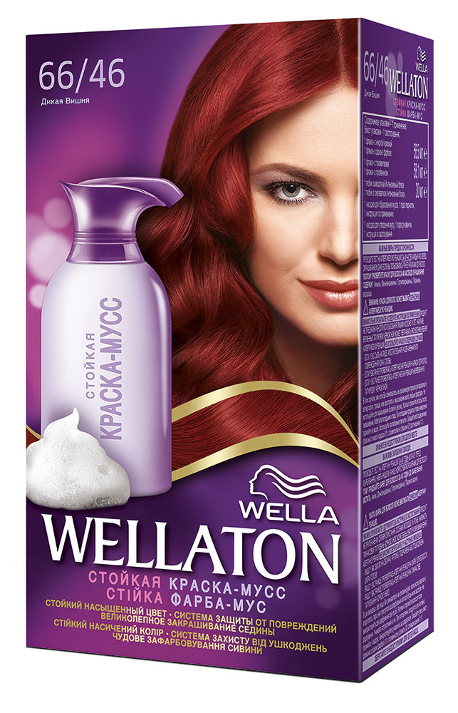 Краска-мусс для волос "Wellaton" 66/46. Красная вишня — купить в ...