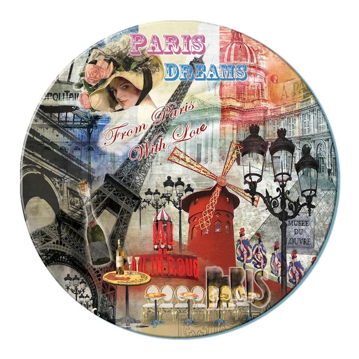 фото Доска разделочная Gift'n'Home "Парижские фантазии", стеклянная, диаметр 19 см