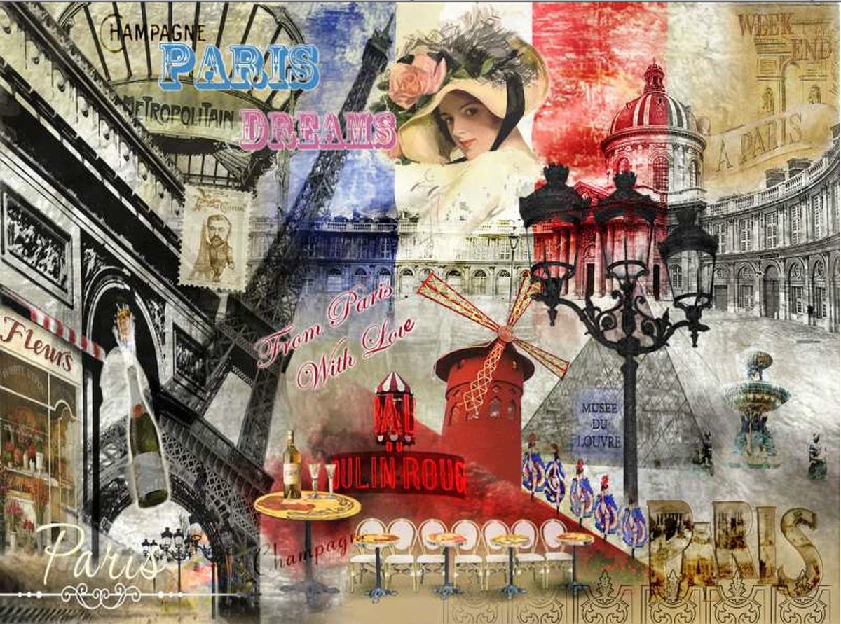 фото Доска разделочная Gift'n'Home "Парижские фантазии", стеклянная, 30 см х 20 см