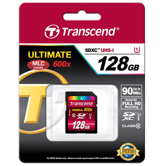 фото Transcend SDXC Class 10 UHS-I 600x 128GB карта памяти (TS128GSDXC10U1)