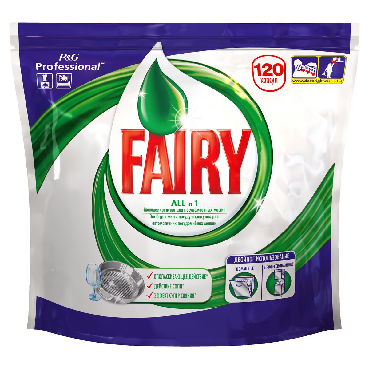 Характеристики Средство для посудомоечных машин Fairy "All in 1", 120 ...