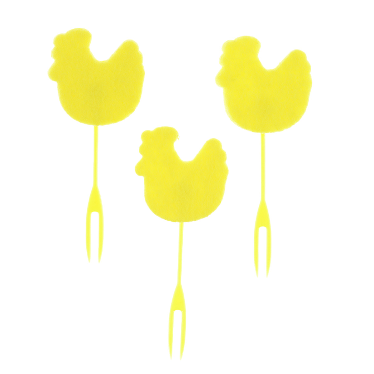 фото Набор декоративных вилочек Home Queen "Курочка" для украшения кулича, цвет: желтый, длина 10 см, 3 шт