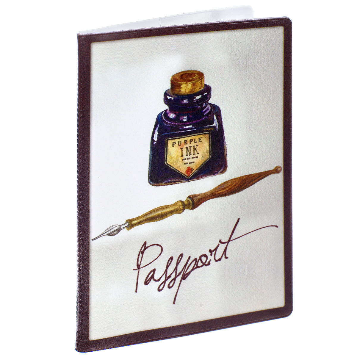 фото Обложка для паспорта "Чернильница", цвет: серый, фиолетовый. 37715 Феникс-презент