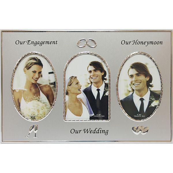 фото Фоторамка "Наша Свадьба", цвет: серебристый, на 3 фото, 10 х 15 см 95117 Эврика