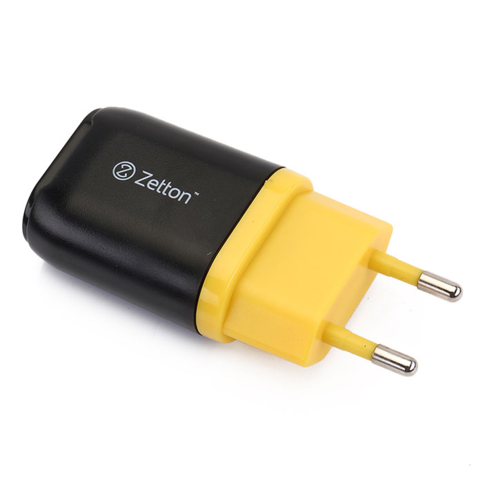 фото Zetton Life Style 1А сетевое зарядное устройство, Black Yellow (ZTLSTC1A)