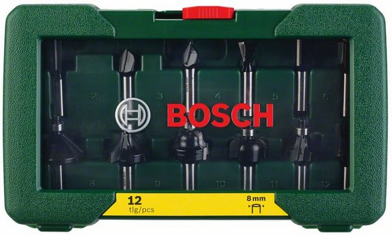Набор фрез Bosch, хвостик 8 мм, 12 шт