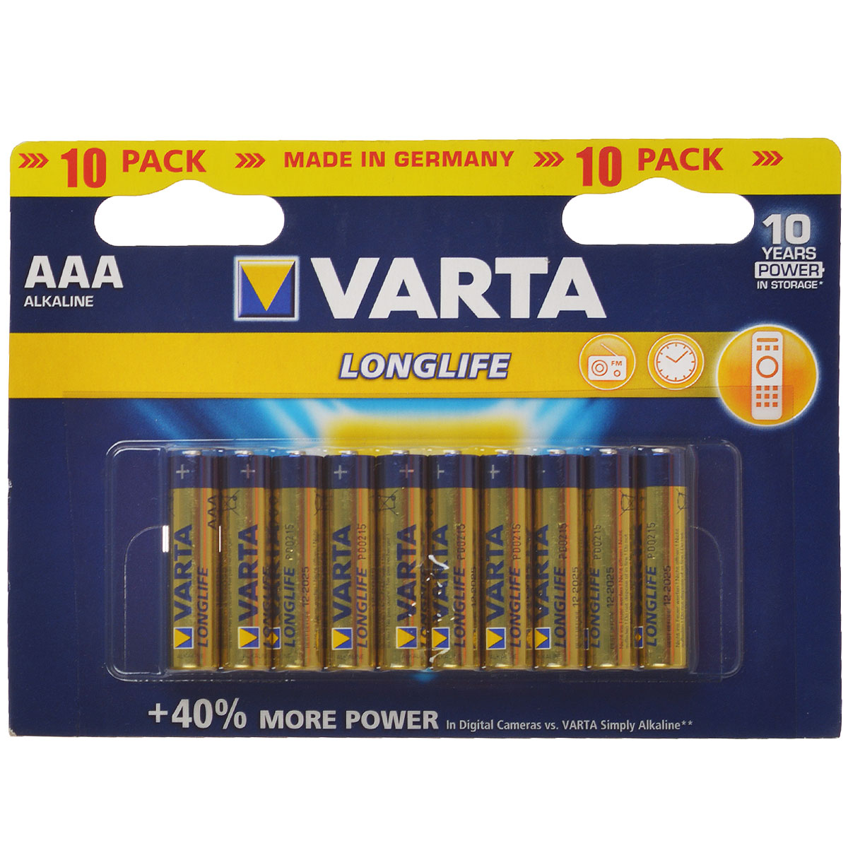 фото Батарейка Varta "Longlife", тип AAA, 1,5В, 10 шт