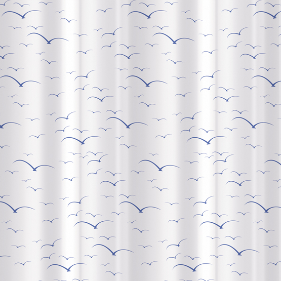 фото Шторка для ванной Tatkraft "Seagull", цвет: белый, синий, 180 см х 180 см