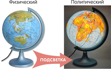 фото Глобус "DMB", c физико-политической картой мира, с подсветкой, диаметр 25 см