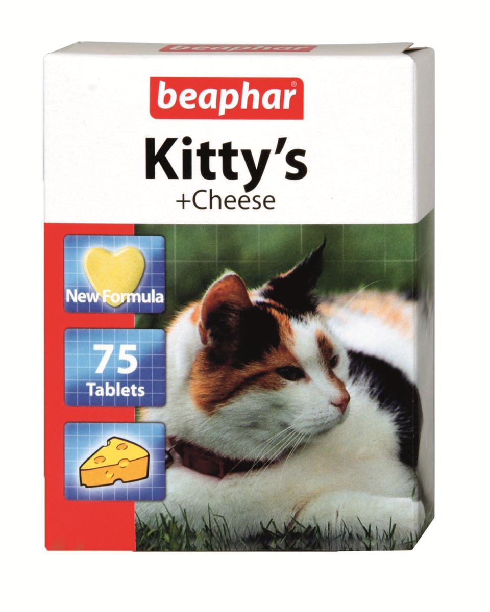 фото Лакомство витаминизированное для кошек Beaphar "Kitty's Cheese", с сыром, 75 таблеток