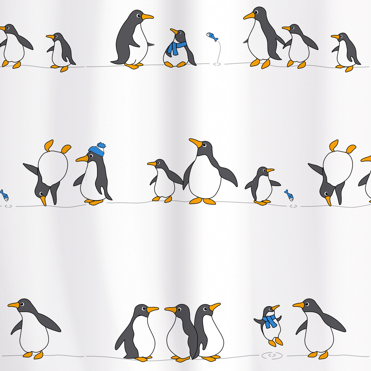 фото Штора для ванной комнаты Tatkraft "Penguins", 180 х 180 см