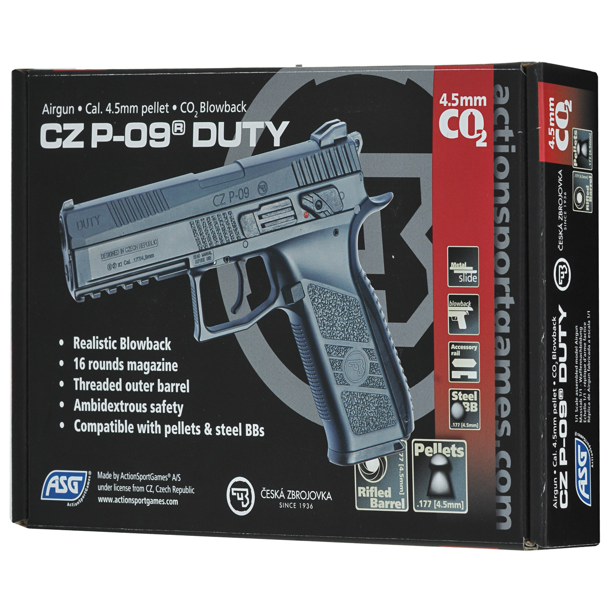 Asg cz p 09 duty blowback. ASG cz p-09 Duty пулевой, Blowback 4,5 мм. ASG cz p-09 Duty Blowback купить.