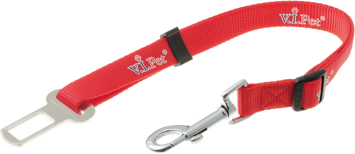 фото Ремень безопасности для животных "V.I.Pet", цвет: красный, ширина 20 мм, длина 43-70 см