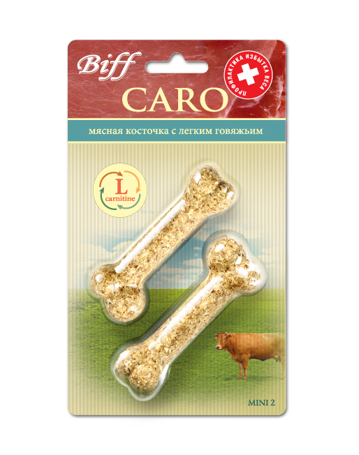 фото Лакомство для собак Biff "Caro" мясная косточка с говяжьим легким, 2 шт