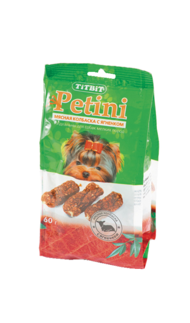 фото Лакомство для собак Titbit "Petini", колбаски, с ягненком, 60 г