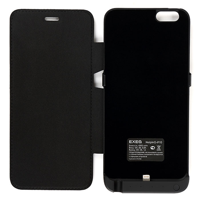 EXEQ HelpinG-iF10 чехол-аккумулятор для iPhone 6 Plus, Black (4300 мАч, флип-кейс)