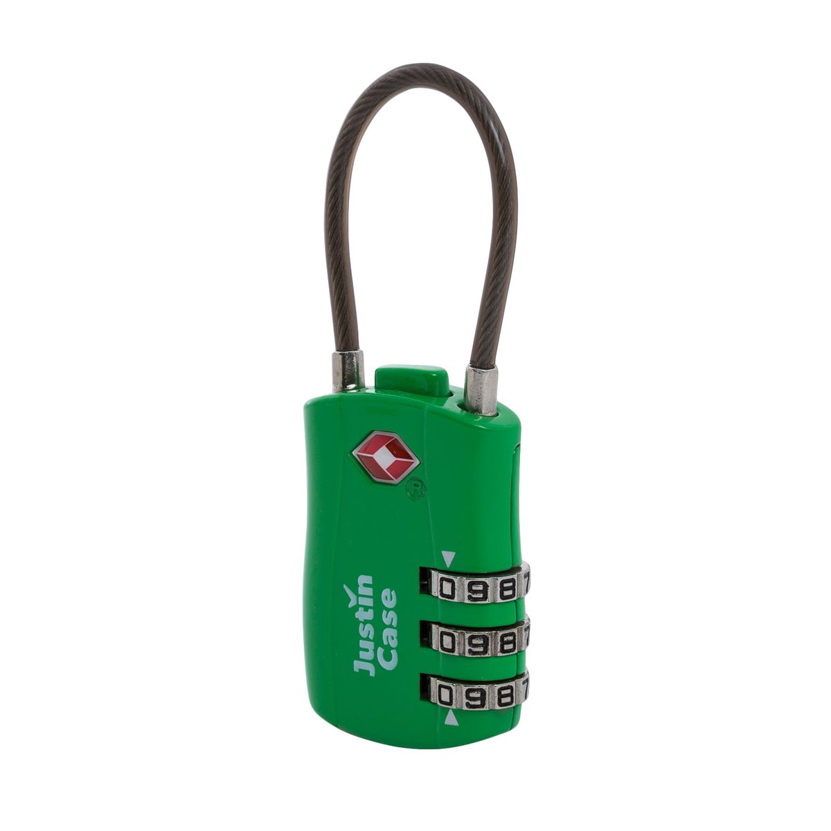 фото Замок кодовыйс JustinCase "3-Dial Lock TSA", с гибкой дужкой, цвет: зеленый