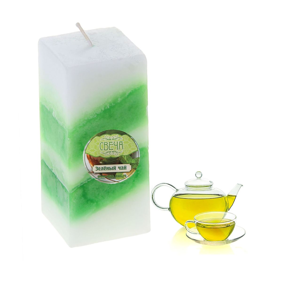 фото Свеча ароматизированная Sima-land "Зеленый чай", высота 10 см