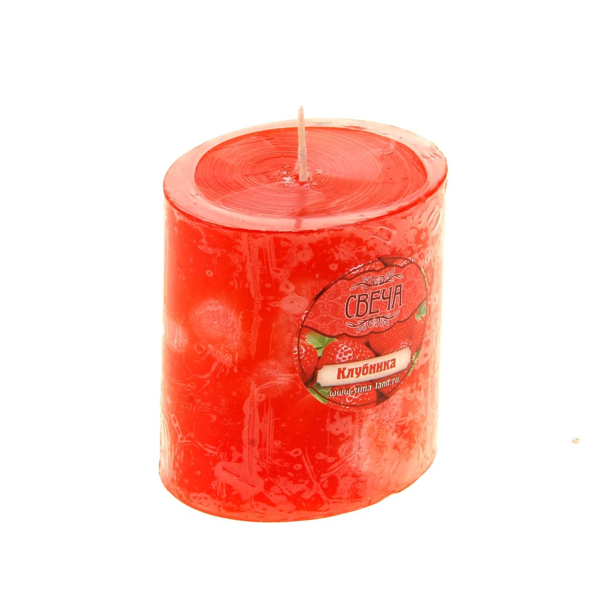 фото Свеча ароматизированная Sima-land "Слияние", с ароматом клубники, цвет: красный, белый, высота 7 см