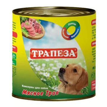 фото Консервы для собак Трапеза "Мясное трио", 750 г