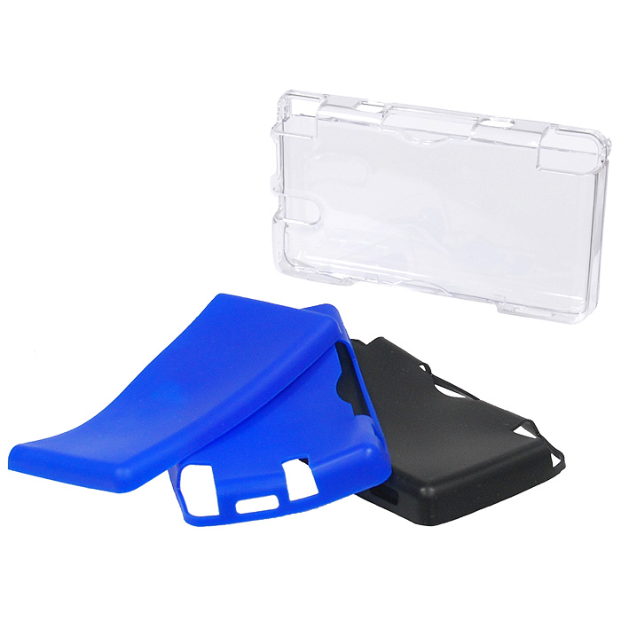 фото Пластиковый корпус Black Horns с двумя комплектами силиконовых вкладышей для DS Lite (синий, черный)